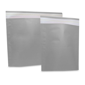 Verzendzak papier zilver 48 + 12 x 37 cm