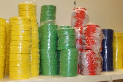 Tape pvc  gekleurd 9 mm x 66 mtr rood,blauw,groen,geel