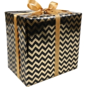 Cadeaupapier rollen 50 cm. Chevron Zwart goud