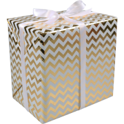 Cadeaupapier rollen 50 cm. Chevron wit/goud
