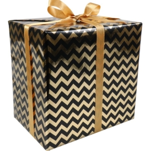Cadeaupapier rollen 50 cm. Chevron Zwart goud