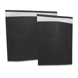 Verzendzak papier zwart 48 + 12 x 37 cm