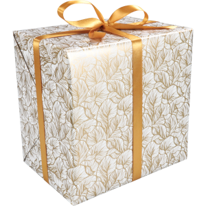 Cadeaupapier rollen 50 cm. Leafs Wit/Goud