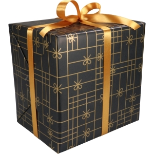 Cadeaupapier rollen 30 / 50 cm. Strikken zwart/goud