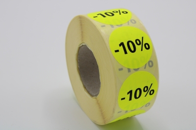 Etiket rond fluor geel  35 mm  procenten